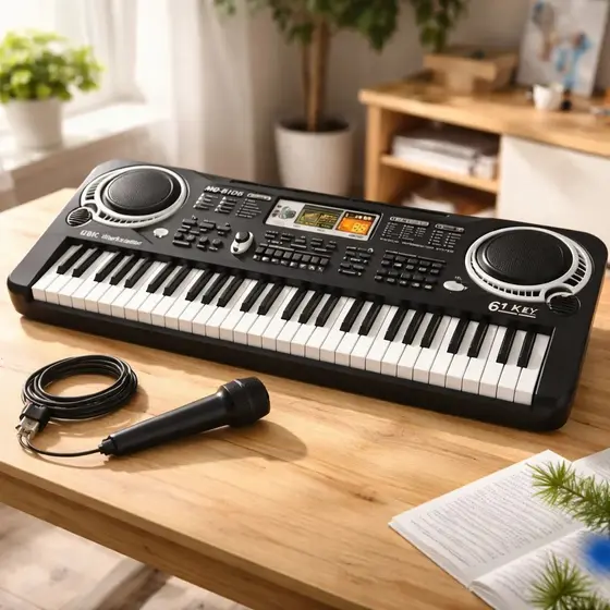 Teclado Eletrônico Brinquedo Infantil Microfone Para Criança 61 Teclas Musical Brinquedos de Menino
