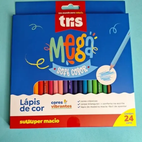 Lápis de cor Tris Mega Soft Color com 24 cores