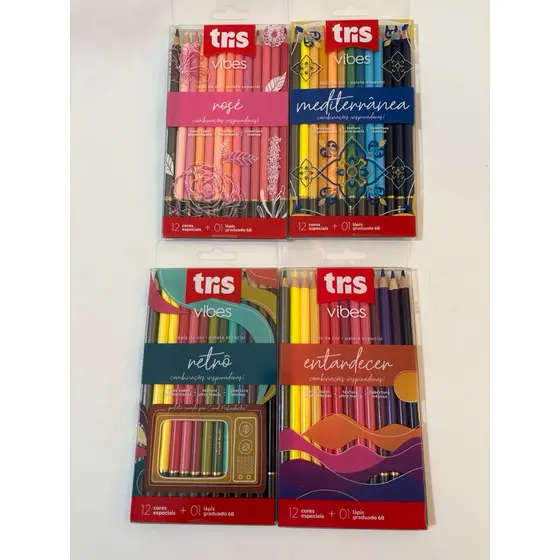 Kit com 48 lápis de cor Tris Vibes