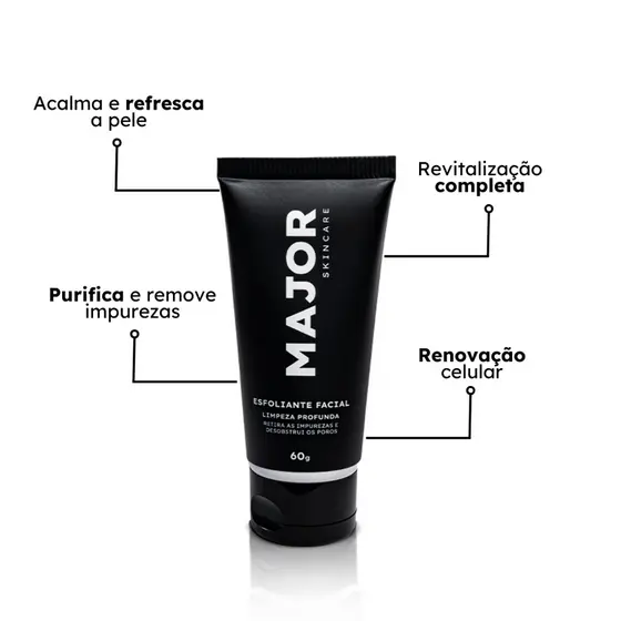 Esfoliante Facial Major | Limpeza Profunda com Extratos Naturais e Mentol