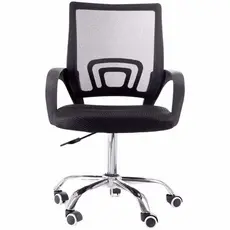 Cadeira de Escritório Office Fit Preta com Estofado de Mesh & Tecido