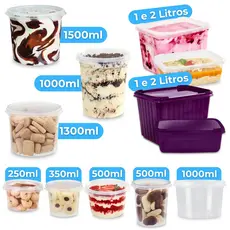 TODOS OS TAMANHOS - Pote Plástico Bolo no Pote de Sorvete Açaí Marmita Embalagem Descartável BP Pote
