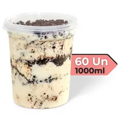 60 Unidades de Potes Plásticos 1000ml  Litro Bolo no Pote Sorvete Açaí Emlagem Descartável BP Potes