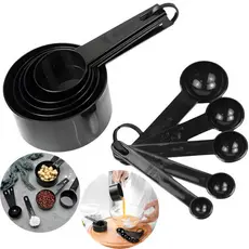 1 Jogo C/ 5 Xícaras + 5 Colheres Medidor Profissional Medida