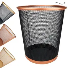 Lixeira Para Escritório Quarto Loja 10L Preto Black Rose, Black Gold, Rose Gold, Dourado