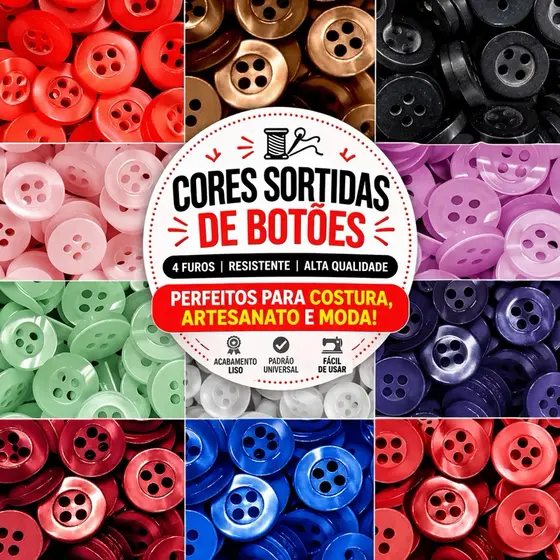Botão Para Camisa Perolado Nº18 – Pacote 144 Unidades (1 Grossa) | Diversas Cores Para Costura e Artesanato