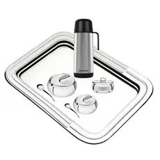 Kit Servir Farinheira Açucareiro Bandeja Garrafa Porta Guardanapo ou Paliteiro Inox