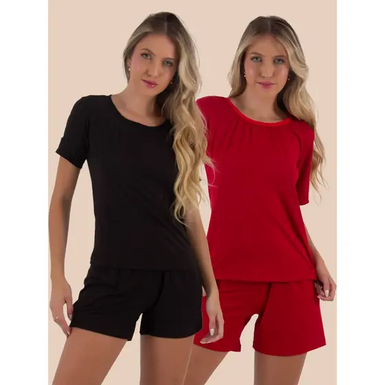 Kit 2 Pijamas Feminino Estilo Manga Curta Moda Feminina Pijamas