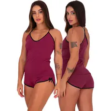 Baby Doll Algodão Paris Conjunto Pijama Short Doll