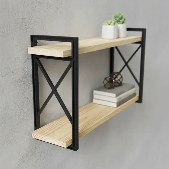 Prateleira Estilo Industrial 50Cm X 14Cm + Suporte15X36Cm