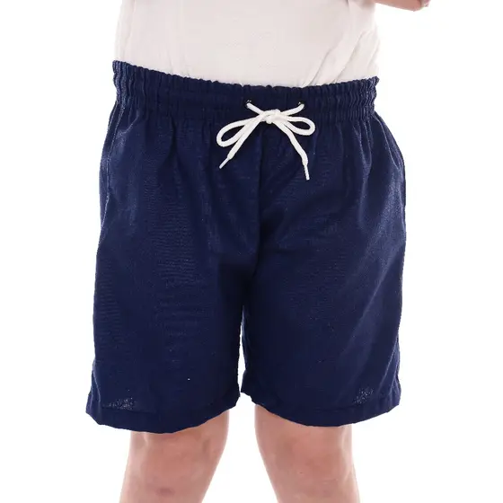Shorts Bermuda Masculino Infantil Juvenil Linho Cordão Na Cintura Com Bolso