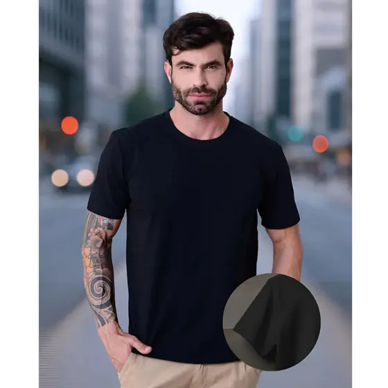 Camiseta Camisa Básica Masculina Lisa Malha Egípcia Peruana alta Qualidade