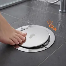 Ralo Click Inteligente Aço Inox Redondo Veda Odores 15x15cm Compacto E Elegante