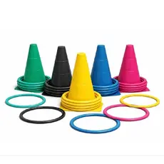 Kit Funcional Coordenação Motora 10 Cones 20 Argolas Atividades Ludicas
