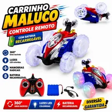 Carrinho Controle Remoto Carrinho Maluco Gira 360º C/ Luzes Led bateria recarregavel