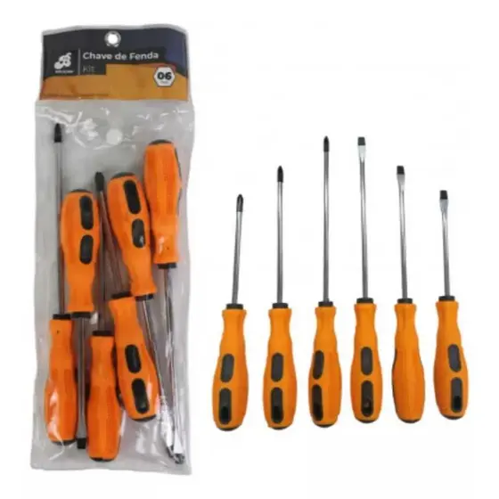 kit  De Chave Fenda  e Philips com 6 unidades imantada