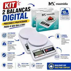 KIt 02 Unidades Balança De Cozinha Digital 10Kg Maxmidia