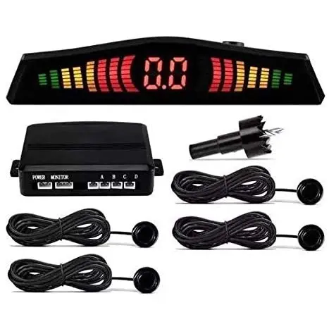 Sensor de Estacionamento 4 Pontos Universal com Display de LED Colorido Preto