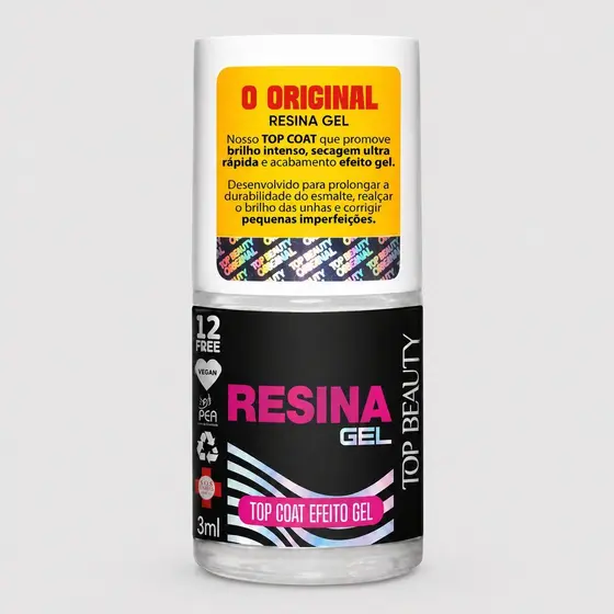 Top Coat Resina Gel Extra Brilho Top Beauty