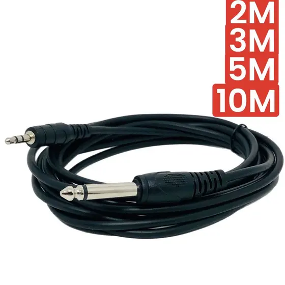 Cabo Audio Auxiliar P2 Estereo X P10 Mono Mesa de Som 2M 3M 5M 10M