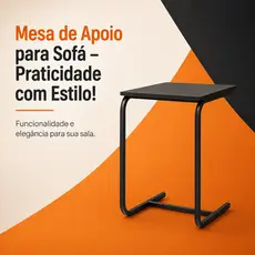 QUEIMA DE ESTOQUE -  Mesa Lateral de Apoio Cor Preta – Ideal para Notebook/Home Office