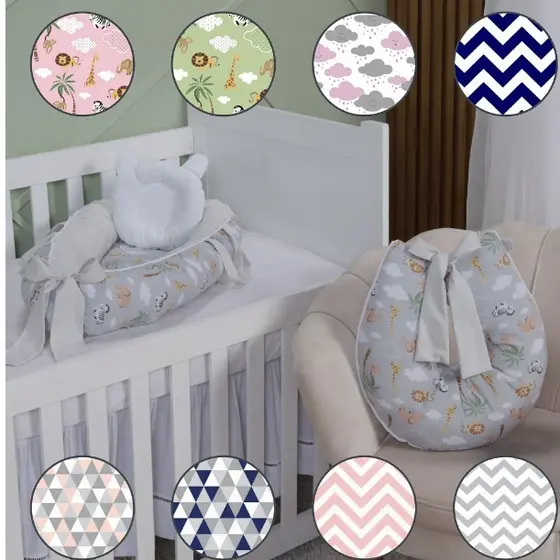 Ninho Redutor de berço Bebê + Almofada de Amamentação estampas menino menina