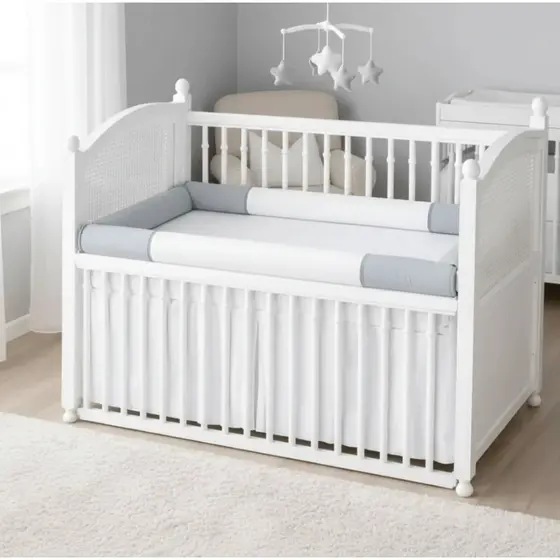 KIT 4 ROLINHO DE BERÇO NERVURA CINZA ALGODÃO DECORATIVO