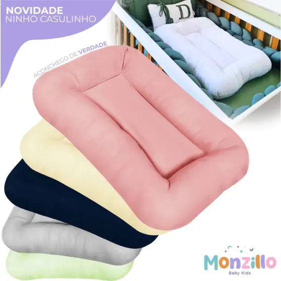 Ninho Casulinho 100% Algodão Extra Macio Recém Nascido Bebê Liso e Estampado