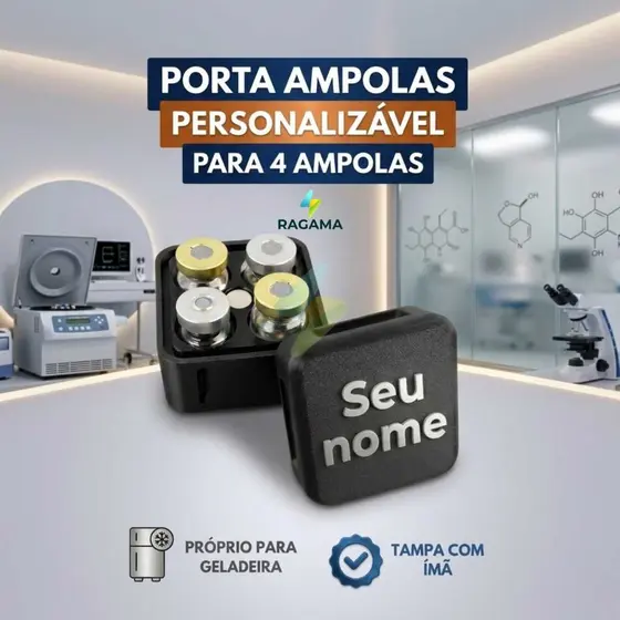 Porta Ampolas 10ml | Estojo Organizador Magnético Super Forte para 4 Ampolas | Personalização