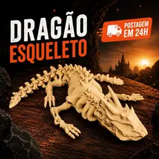 Esqueleto Dragão Articulado 23CM Impressão 3D flexível Decoração Colecionável Gabinete Gamer Aquário
