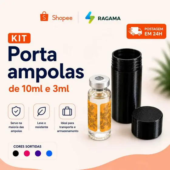 Kit 5 Unid Porta Ampola Unitário Protetor Para Ampola - 3ml e 10ml