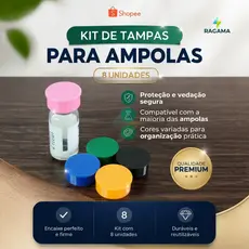 Kit 8 Unidades Tampas para Ampola 3ml Vedação Segura Armazenamento Proteção Tampinhas Reutilizáveis