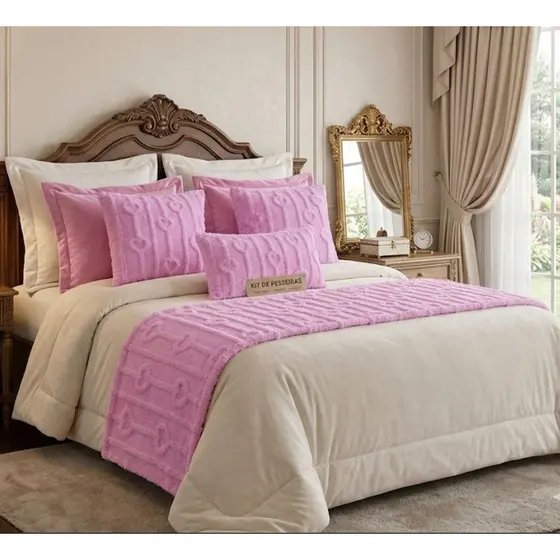 Kit Peseira 4 Peças Aconchego Fofex Para Cama e Sofá- Decoração Elegante
