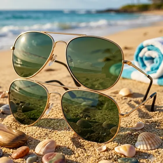 Óculos de Sol Aviador Unissex – Lentes Esverdeada Proteção UV400 Estilo Clássico