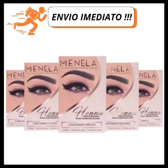 Henna Sobrancelha Menela 2,5 G Com Fixador, Todas as Cores