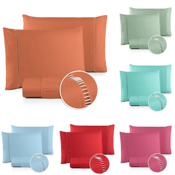 Lençol Cama King 3 Peças MicroPercal Premium Design Elegante com Ponto Palito