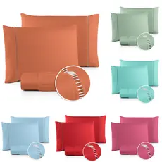 Lençol Cama King 3 Peças MicroPercal Premium Design Elegante com Ponto Palito
