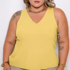Blusa Regata Feminina Decote V Plus Size Elegante Duna