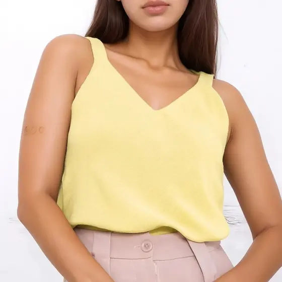 Blusa De Alcinha Feminina Regata Tecido Duna Elegante Moda