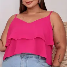 Blusa Feminina Plus Size 2 Babados Duna Alcinha