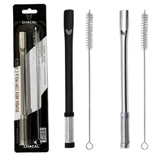 Kit Bomba Tereré Chacal Inox Filtro Mola Regulável Com Escova - Lançamento