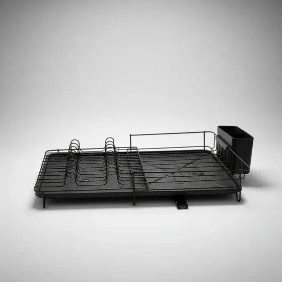 Escorredor De Louça Extensivel Rack Pratos Copos Talheres Inox Premium Preto Resistente
