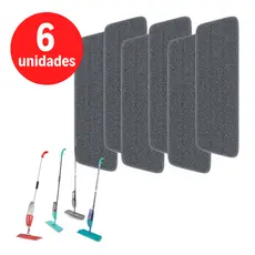 Refil Mop Spray Pano Microfibra Lavável Reutilizável Kit 6 Unidades Para Piso Frio Sintético Madeira