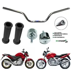 KIT GUIDÃO COMETA CROMADO PESO MANOPLA ROLDANA HONDA CBX TWISTER 250 2001 A 2008 CB 300 2009 A 2015