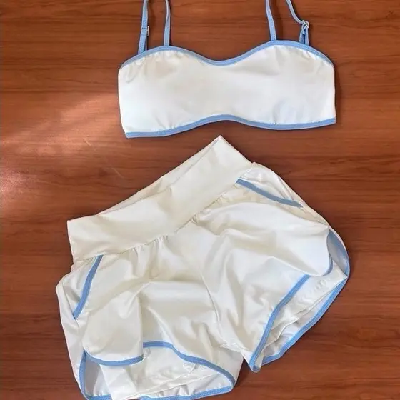 Roupa de academia conjunto short Duplo Dryfit + Top Com Bojo Para Atividade Física Academia Corrida Treino
