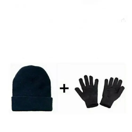 Kit Touca + Luva Lã Térmica Preta Kit Adulto Gorro Inverno