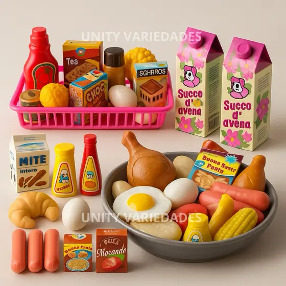 Kit Brinquedos Menina Menino 31 Pc Comidinha Infantil Mercadinho Comidas Panelinha Brinquedo Cozinha