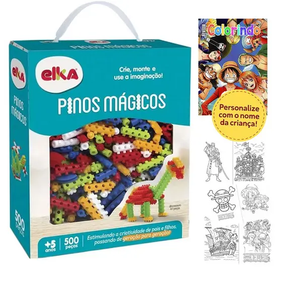 Brinquedo Educativo de Montar Pinos Magicos 500 Peças Brinquedos de Menino e Menina Dia das Crianças