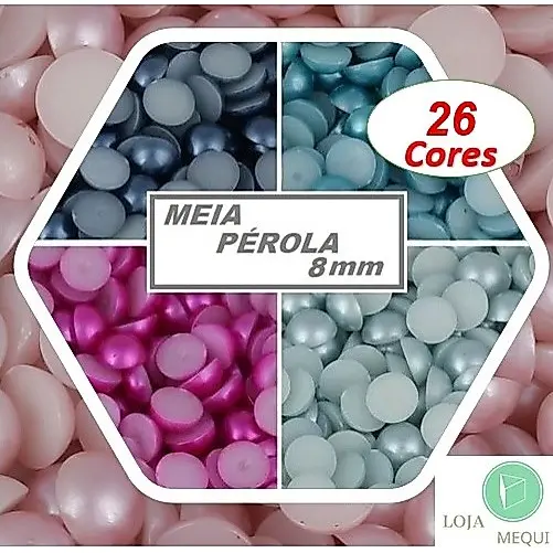 Meia Pérola 8mm ABS Sem Furo