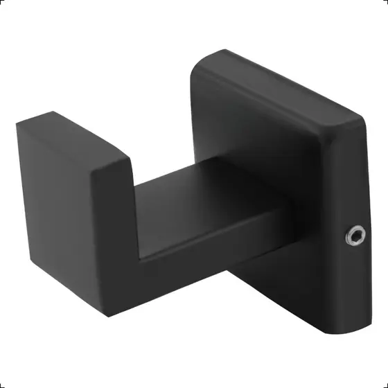 Suporte Gancho Cabide Aço Inox 304 Quadrado De Parede Banheiro Luxo Preto Fosco Matte